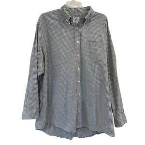 Brooks Brothers Mens XL Green Gingham Check Cotton Button Down Sport Shirt
